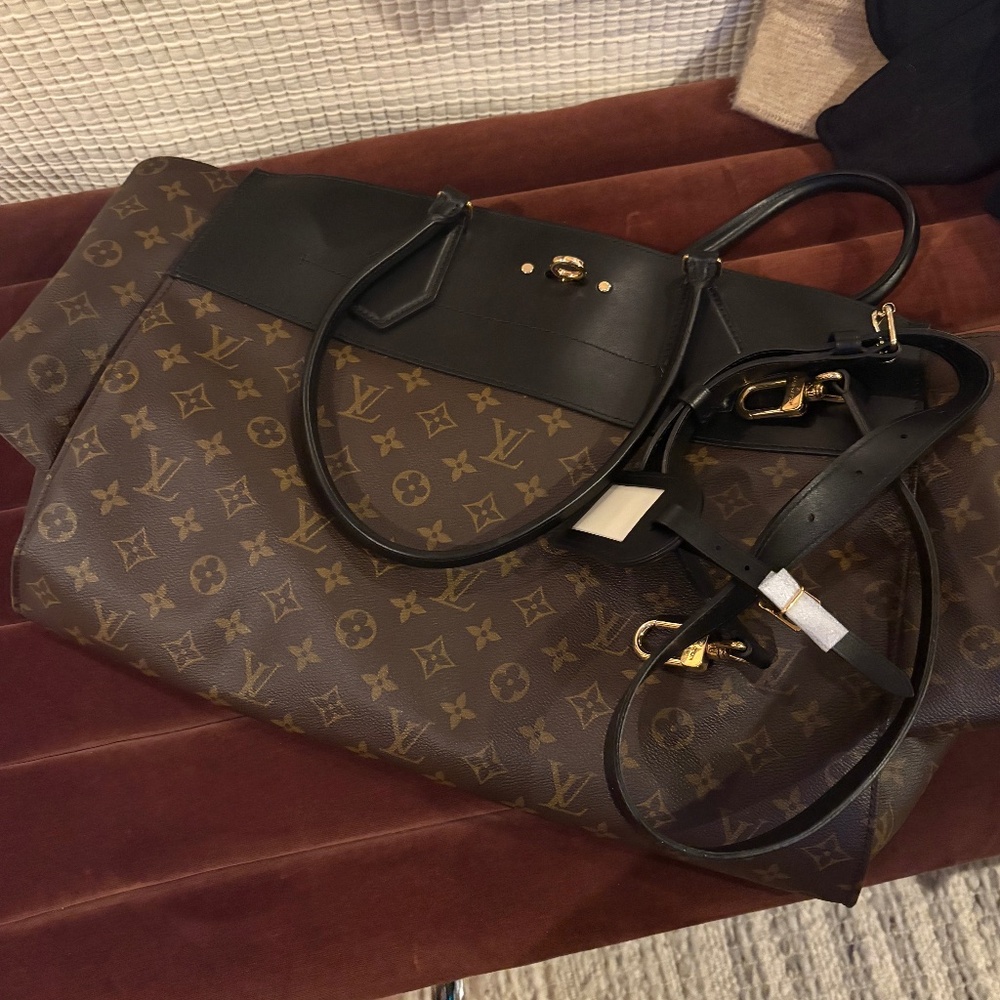 Louis Vuitton Brown Monogram and Black Trim Convertible Tote